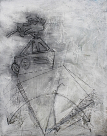 2015, acrylic, charcoal and paper on canvas, 2 x 2.5 ft.